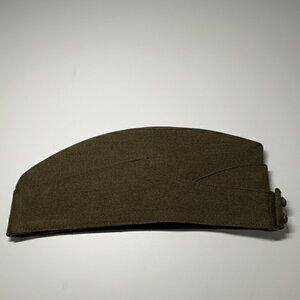 Vintage Original 1942 Canadian Military Forage Cap Green Wool Size 7 1/4